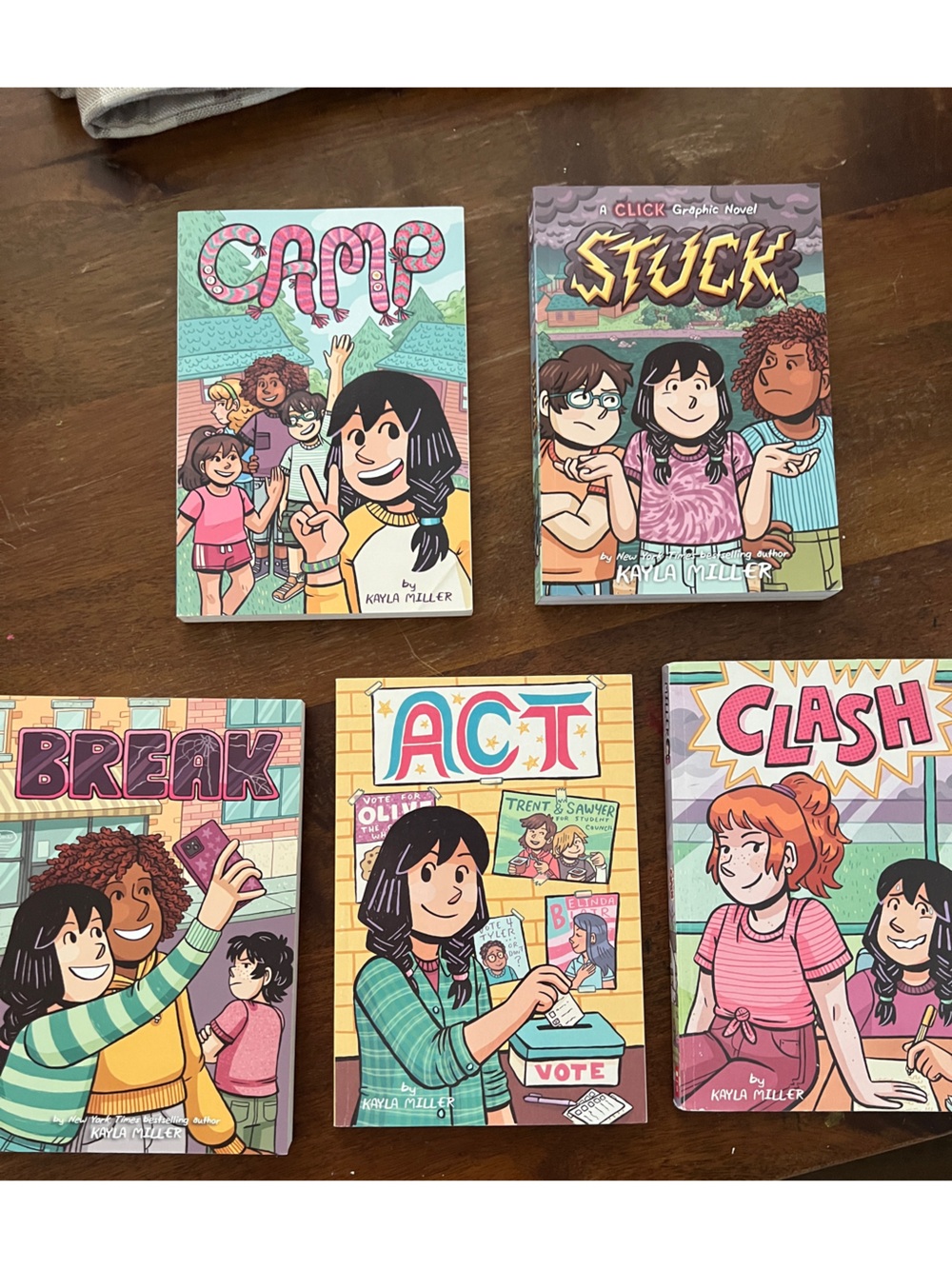 Kayla Miller Kids Graphic Novel Set- Act, Clash, Break, Stuck and Camp